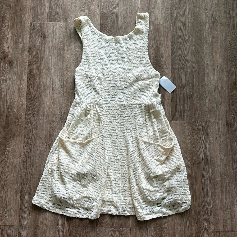 NWT Free People Tea Lace Poppy Mini Dress Cream Size Medium Lined